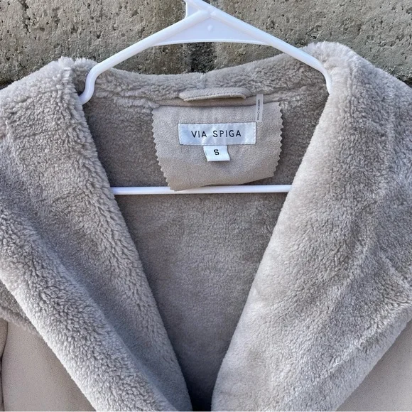 Via Spiga Faux Fur Trim Belted Wrap - Picture 5 of 9